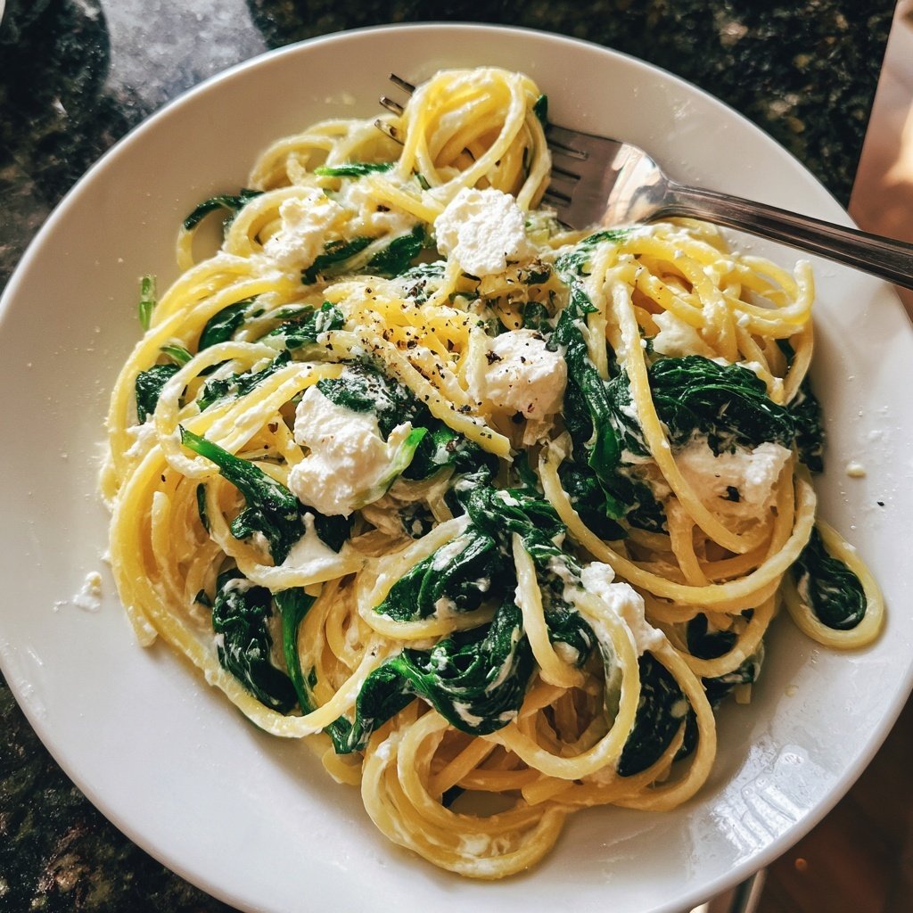 Spaghetti mit Spinat und Ricotta