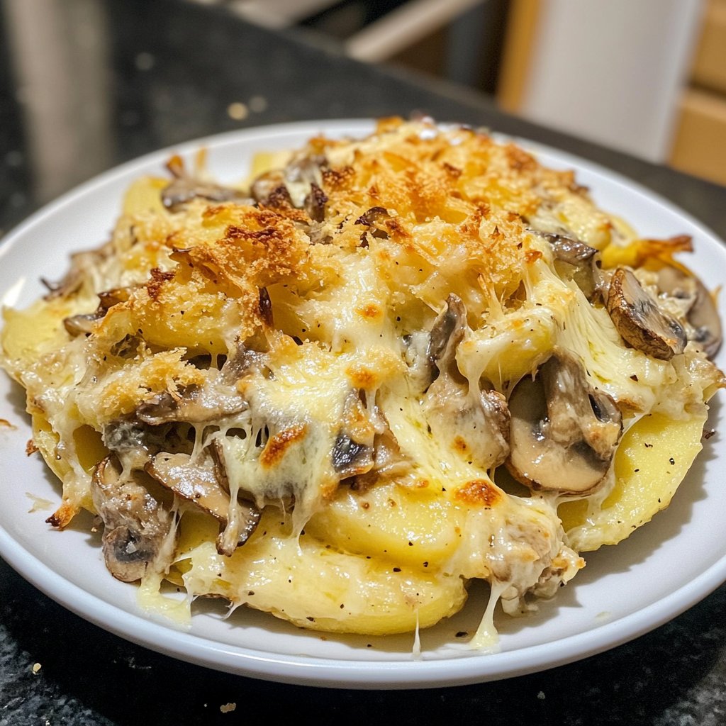 Kartoffelauflauf mit Pilzen