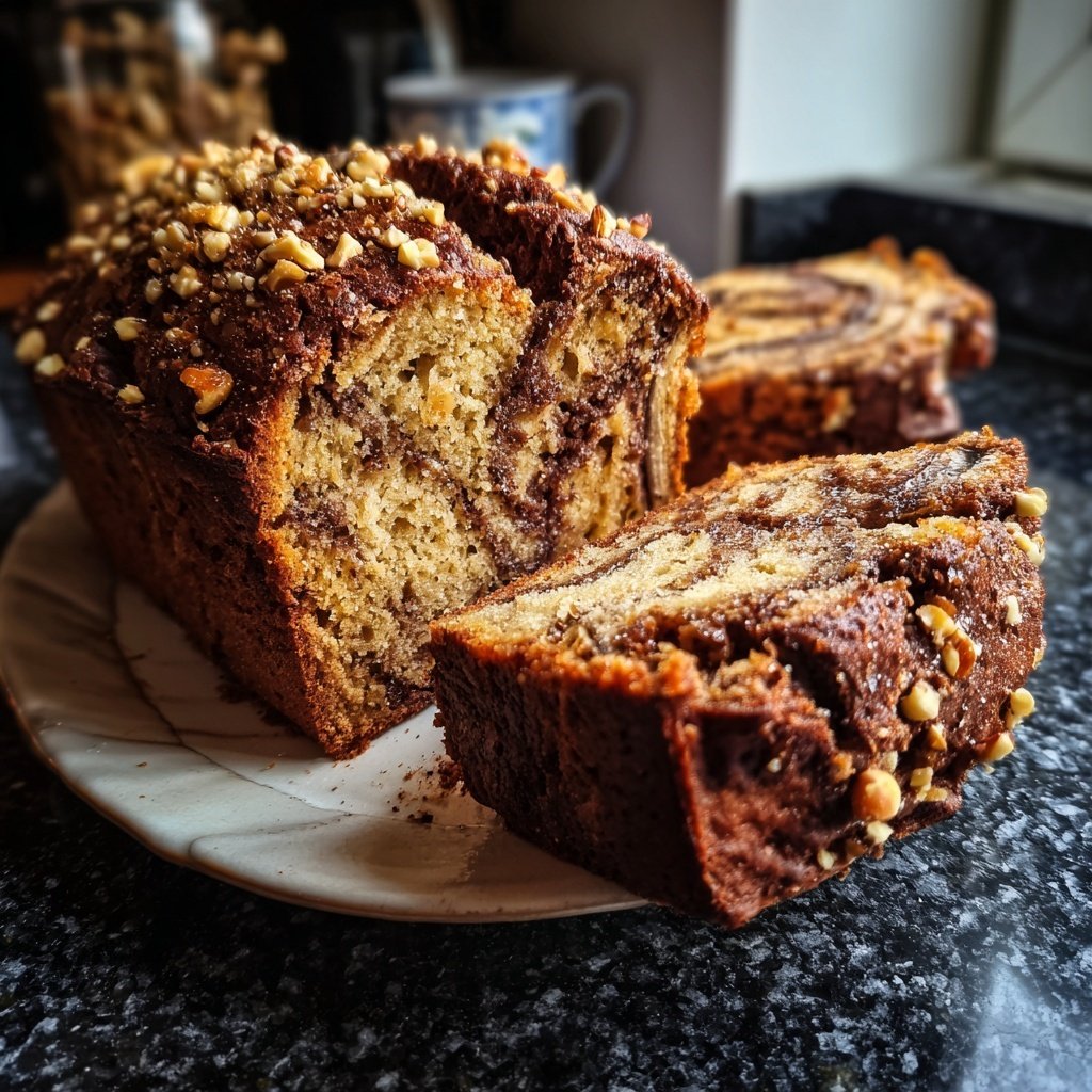 Bananenbrot mit Kakao und Haselnüssen