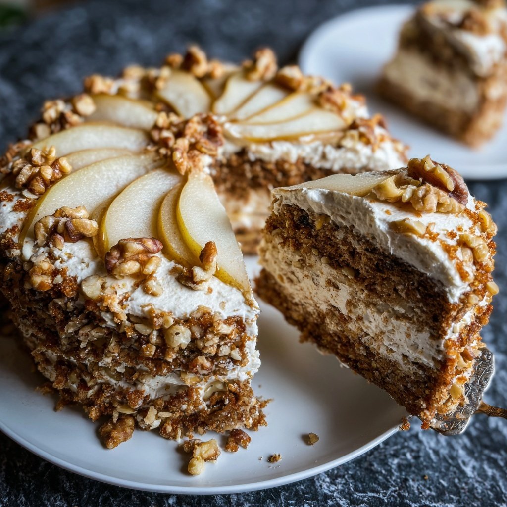 Walnuss-Birnen-Torte mit Mascarpone