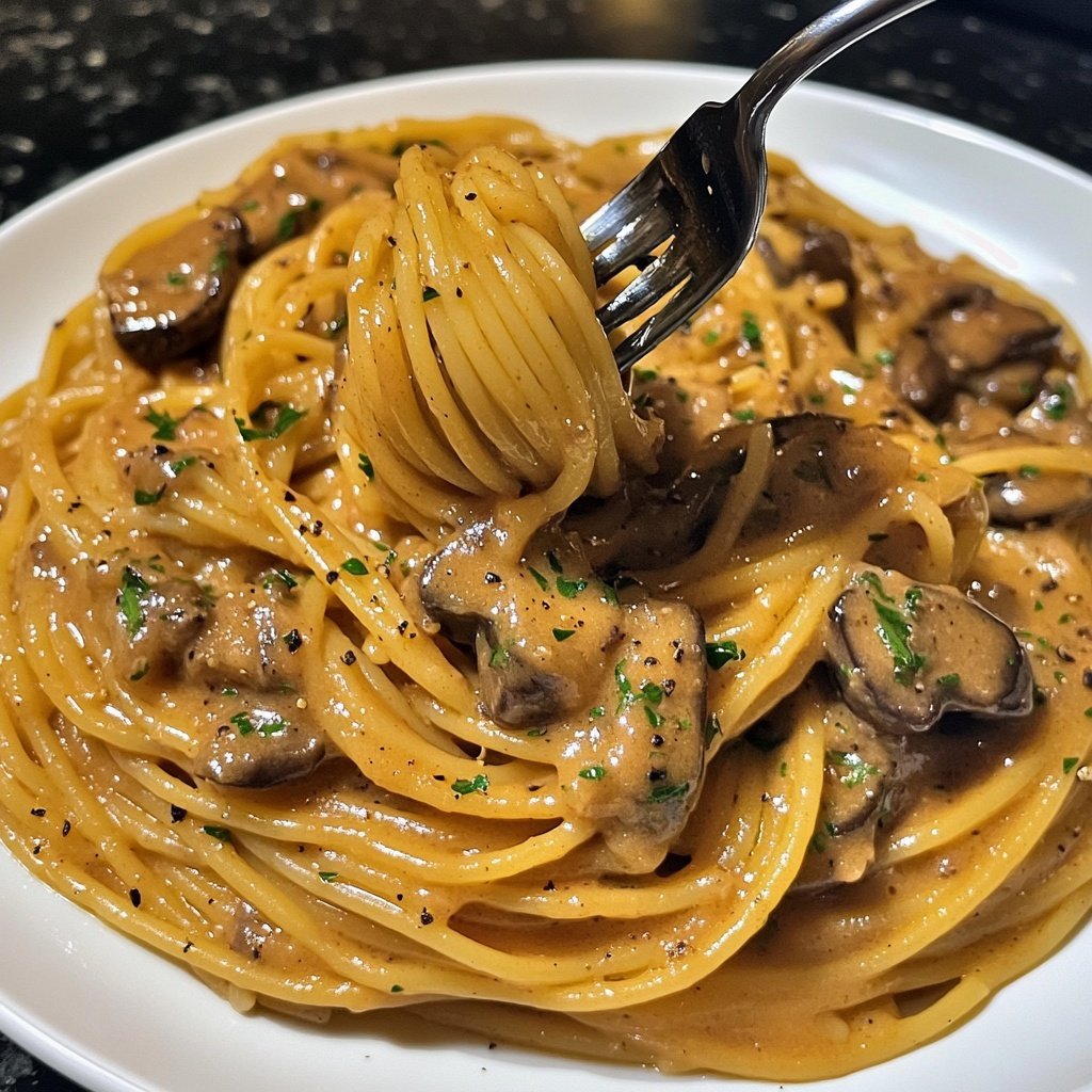 Spaghetti mit cremiger Pilzsauce